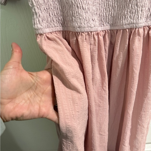 AnnieWear LA Pink Colorblock Cottagecore Dress Size Small Pockets - Picture 5 of 5